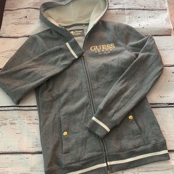 GUESS FULL ZIP HOOD SWEATER - Picture 1 of 8